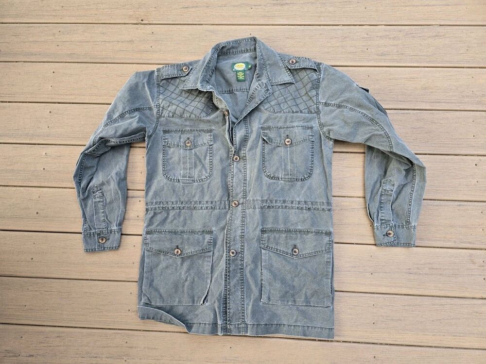 Cabelas Jacket Mens L Tall Green Windbreaker Outdoors Padded Shoulder Utility